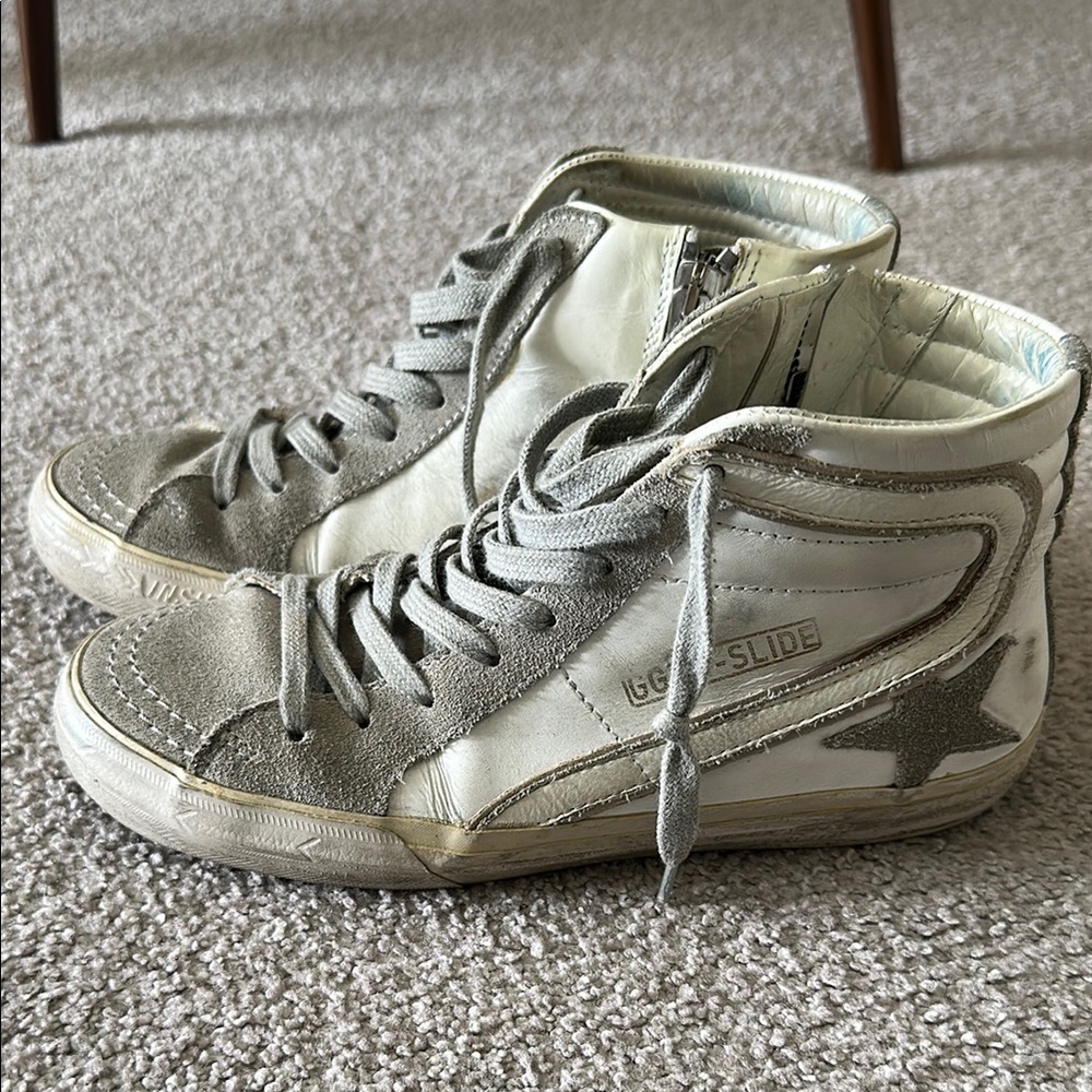 Golden Goose Slide Sneakers - Gray and White